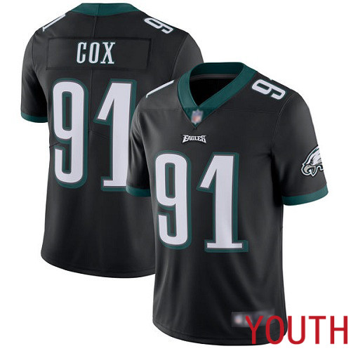 Youth Philadelphia Eagles #91 Fletcher Cox Black Alternate Vapor Untouchable NFL Jersey Limited Player Football->youth nfl jersey->Youth Jersey